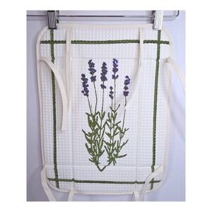 Bertozzi Italy Hand Printed Lavender Cotton Waffle Chair Pad Cushion White Green